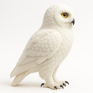 Snow Owl 3D Model – STL & GLB | Realistic White Owl Figurine for 3D Printing | Magical Fantasy Bird Sculpture | Digital Download