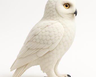 3D-model sneeuwuil – STL en GLB | Realistisch beeldje witte uil voor 3D-printen | Magische fantasievogelsculptuur | Digitale download
