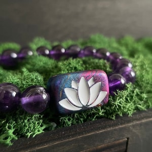 Meditation Yoga Lotus Armband Amethyst Buddha Armband