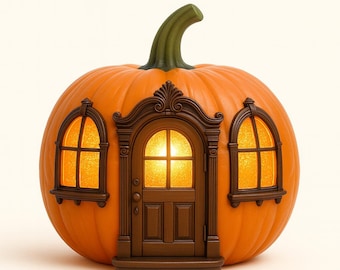 3D Printable Pumpkin House STL File: Halloween Fairy Cottage Decor
