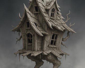 Baba Yaga's Hut STL-bestand: Slavische folklore 3D-afdrukbaar model (digitale download)