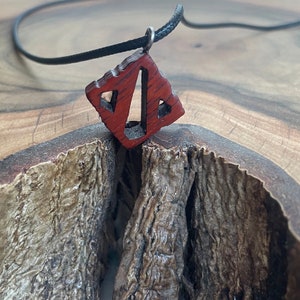 Wooden Dota 2 on black cord Christmas gift for gamer Handmade Statement jewelry  Wooden jewelry Mens Necklace Gift for boyfriend