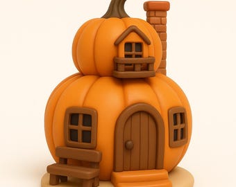 Pumpkin House STL File: Halloween Fairy Cottage, 3D Printable Decor