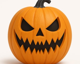 笑顔のカボチャのジャック・オー・ランタン STL + Glb + 6 SVG\PNG ファイル | 3D プリント可能なハロウィンカボチャのデコレーション | ジャック・オー・ランタン カボチャ 3D モデル