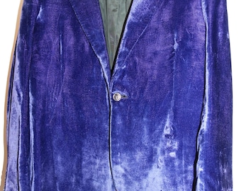 Bespoke 1990s Crushed Velvet Party Blazer, Handmade, Savile row