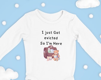 Funny 'Just Evicted' Newborn Onesie, Baby Shower Gift