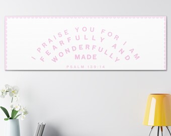 Psalm 139:14, Large Christian Art, Marriage Wall Art, Above Couch Art, Christian Nursery Art, Kids Bedroom Decor, Christian Wall Art Canvas