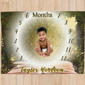 Baby Milestone Blanket, Personalized Girl Blanket, Track Baby Growth, Monthly Growth Blanket, Baby Blanket, Fairytale, Angel baby Blanket