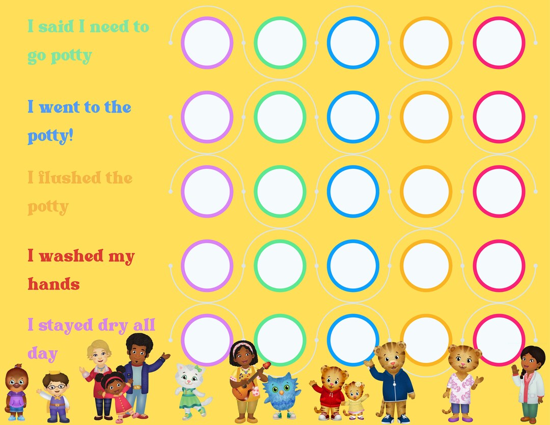 Daniel Tiger Potty Training Chart, Daniel Tiger Print at Home, Daniel