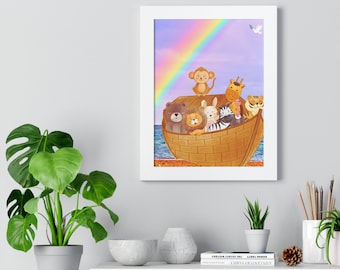 Noah's Ark, Nursery Wall Art, Christian Decor, Kids Wall Art, Bible Nursery, Kids Bathroom Decor, Nursery Decor, Christian Nursery Decor