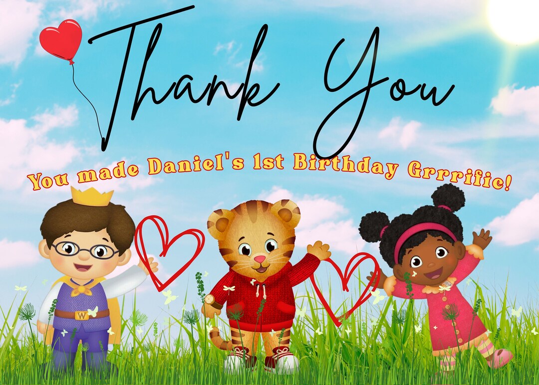 Daniel Tiger Thank You Birthday Invitation Kids Thank You - Etsy