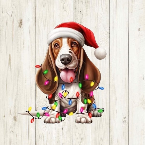 Christmas Puppy, Christmas Dog png, Christmas with Dogs png, Basset Hound png, Christmas Hound png, Sublimation, Christmas, digital download