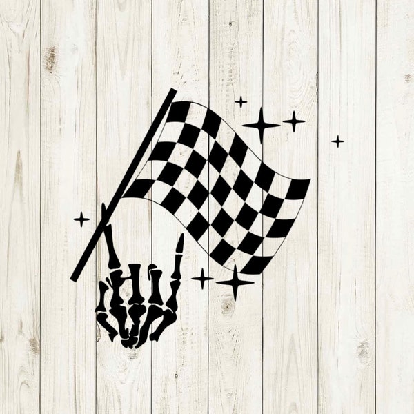 Skeleton Hand Checkered Flag Svg Etsy