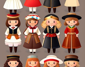 Traditional German Costumes Clipart Digital Download