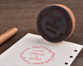 Custom Wooden Stamp Seal, Self Inking Rubber Stamp, Personalised Logo