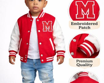 Custom Made Kids Varsity Jacket Personalized Letterman Jacket for Boys Girls Custom Name Embroidered Children’s College Style Custom Jacket