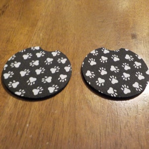 2 pcs. cat/dog paw print car coasters