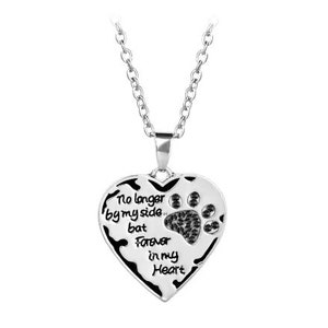 Dog/ Cat Paw Print Necklace No Longer By My side, But Forever In My Heart, Pet Lovers Gift