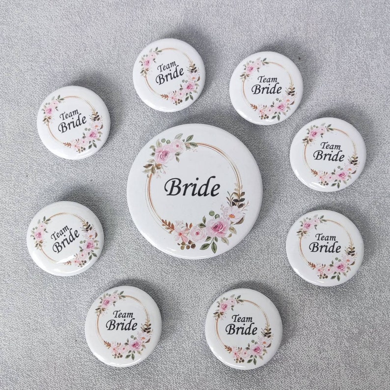 JGA button handmade Bride, Team Bride, flower pattern image 2