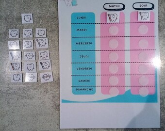 Tabla de motivación para la rutina: cepillado de dientes, pectorales, TSA, Montessori