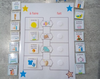 Routine to-do list for autistic children, Montessori-inspired activities with pictograms