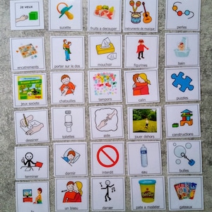 Pictograms for communication with binder type pecs makaton TSA autistic Montessori language awakening