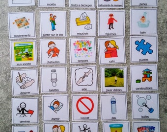 Pictograms for communication with binder type pecs makaton TSA autistic Montessori language awakening