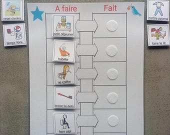 Child routine to-do list autistic autonomy Montessori pictograms