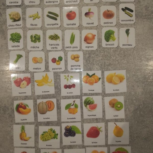 Lot 45 Pictogrammes fruits et légumes autiste Montessori pecs non verbal autonomie
