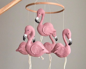 Flamingo baby mobile, tropical nursery mobile, pink baby mobile, flamingo crib mobile , tropical baby shower decor, newborn gift