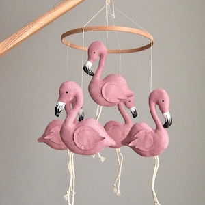 Flamingo baby mobile, tropical nursery mobile, pink baby mobile, flamingo crib mobile , tropical baby shower decor, newborn gift