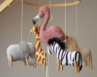 Jungle animals baby mobile, safari theme baby shower decor, safari nursery decor, new baby gift