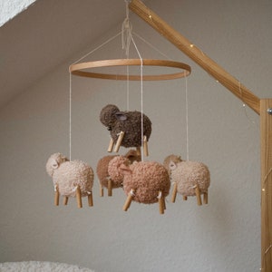 Sheep crib mobile, lamb nursery mobile, farm baby mobile, country mobile, minimalist mobile, baby mobile neutral image 5