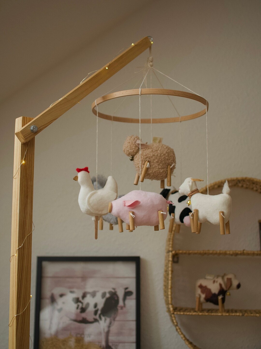 Farmhouse Nursery Mobile, Farm Animals Baby Mobile, Country Crib Mobile