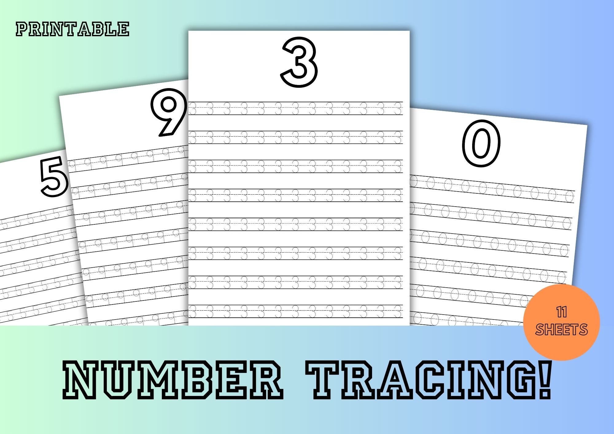 010 NUMBER TRACING Printable for Kids Homeschool Etsy