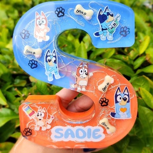 Cartoon inspired LED Letter Lamp, Handmade Unique Gift, Resin Initials Lamp, Personalized LED Light.Personalized LED Resin Lamp.