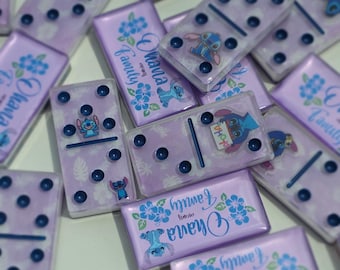 Juego de dominó de resina / Tema tropical alienígena azul, piezas de juego personalizadas