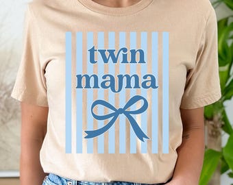Twin Mama-paket: Rosa och blå rosett i PNG (digital nedladdning)