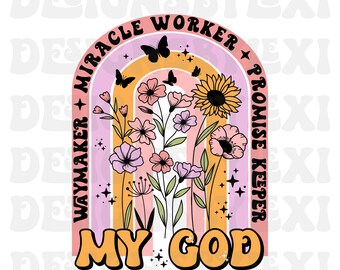Waymaker png, Christian png, Retro png, Faith png, Jesus png, Scripture png, Bible Quote png,  Sublimation PNG