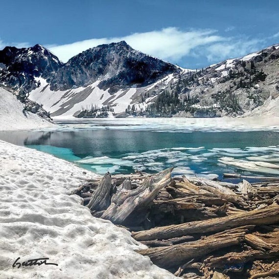 Photograph, Sawtooth Lake Ice Driftwood, Sawtooth Mountains