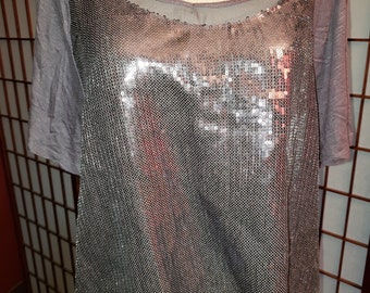 Vintage Love fire Silver Sequin blouse