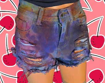 Szorty jeansowe z efektem tie-dye | Rozmiar S | Wyjątkowe, żywe kolory