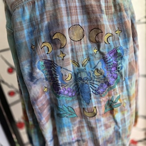 Lunar Moth Ice Dyed Flannel Shirt Size Large