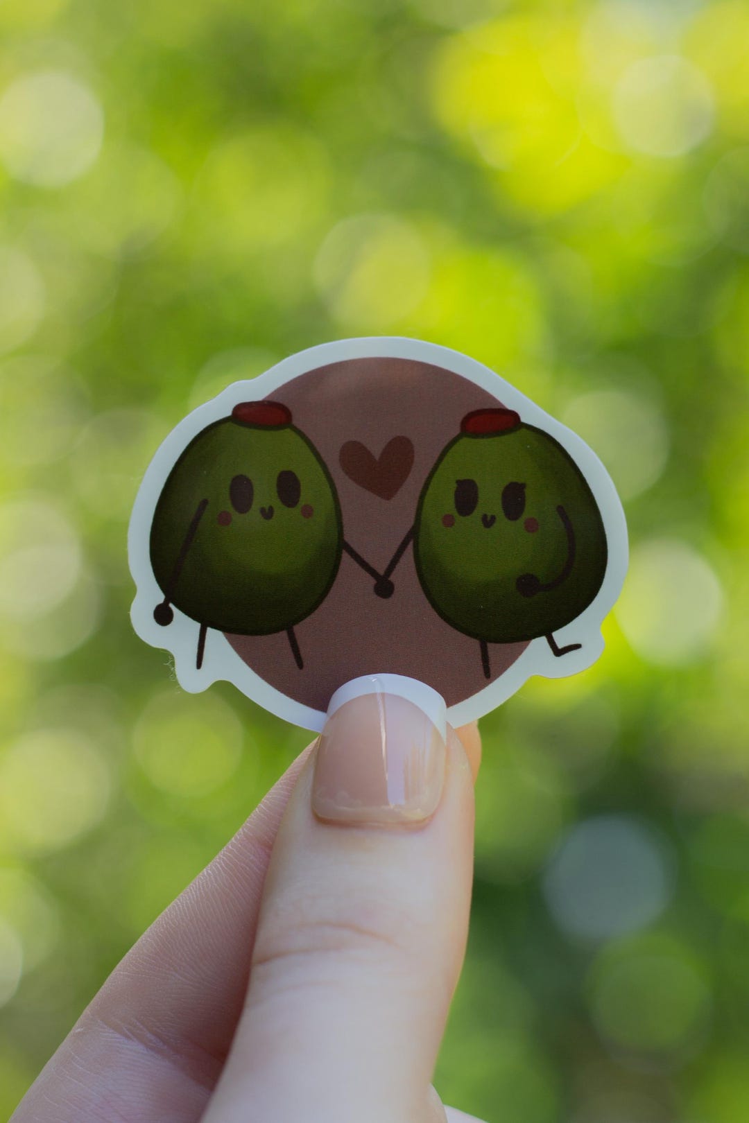 Draw Olive Sticker Cute Olive Sticker – Kawaii Green Olives Holding Hands | Food Sticker ...