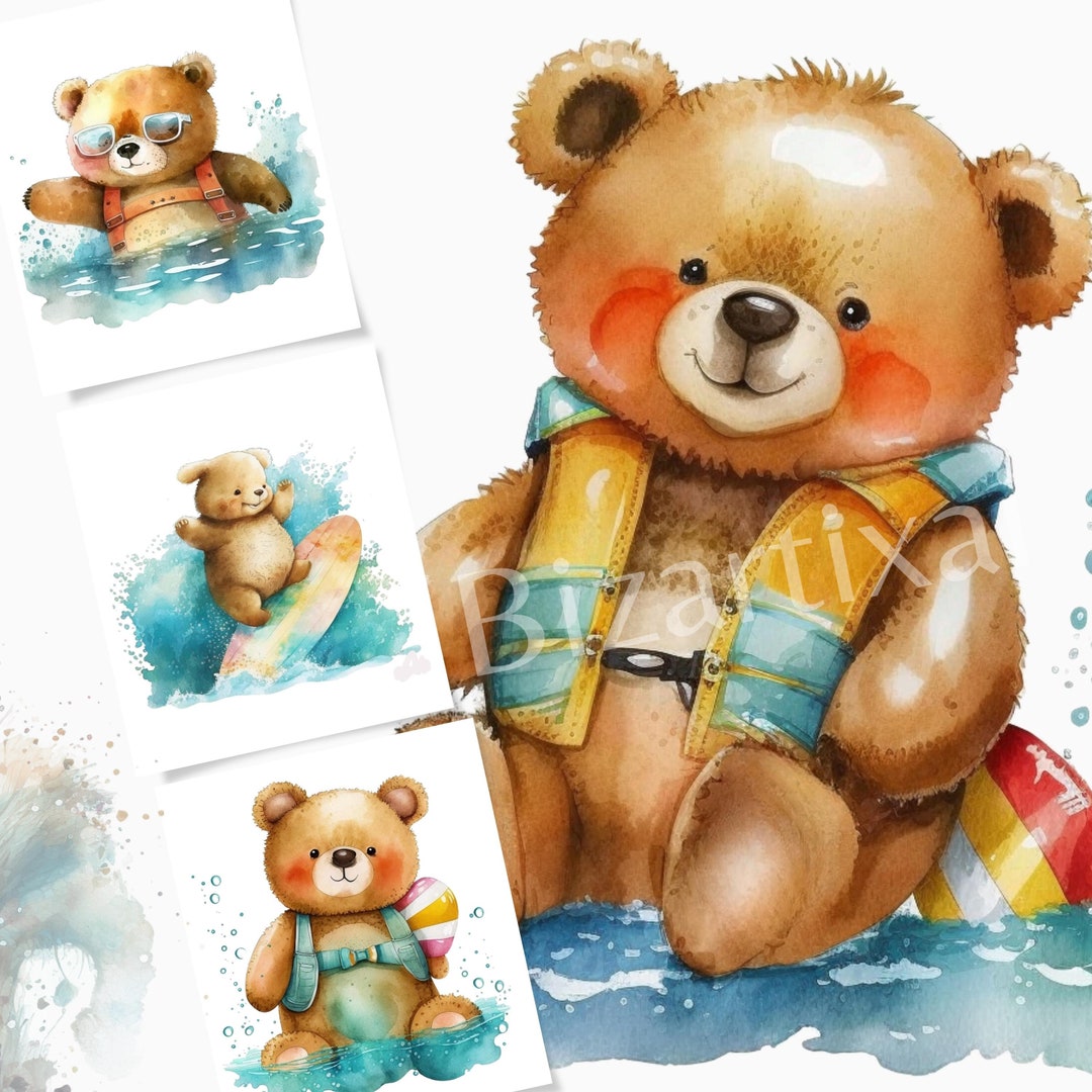 Teddy Bear at the Beach Clipart Happy Teddysummer Clipartchildrensea