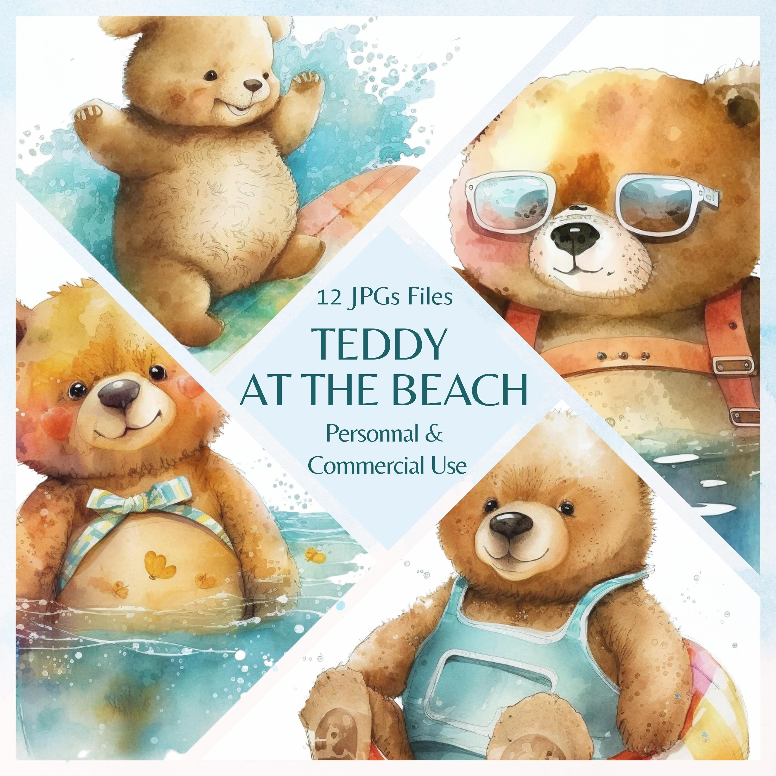 Teddy Bear at the Beach Clipart Happy Teddysummer Clipartchildrensea