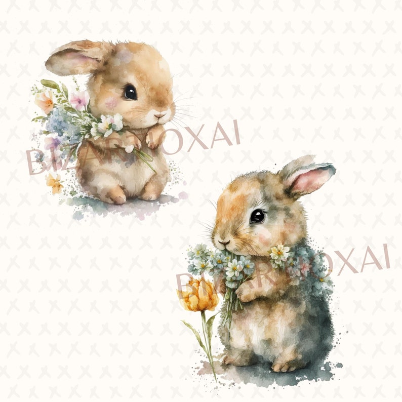 Bunnies Clipart-nursery Spring Clipart Children easter - Etsy