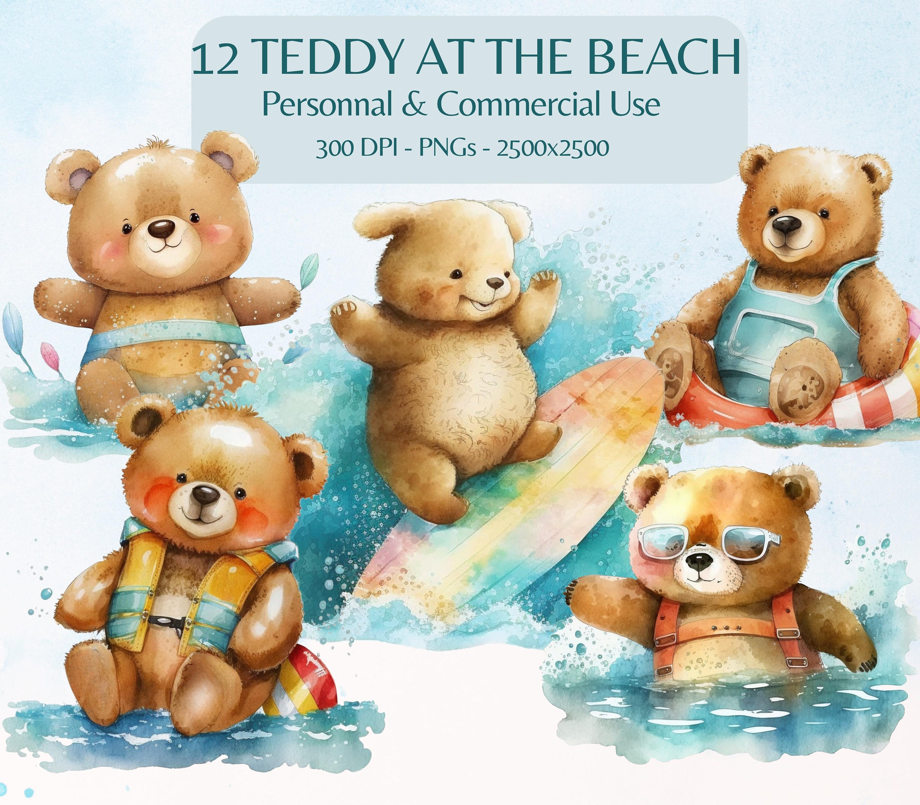 Teddy Bear at the Beach Clipart Happy Teddysummer Clipartchildrensea