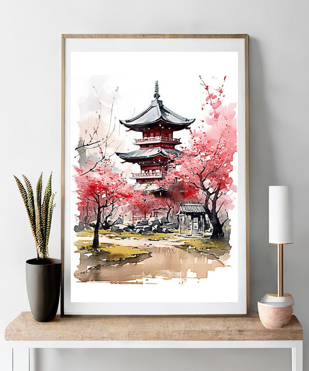 Japanese Landscape Wall Art Japanese Watercolor Art Japanese Etsy