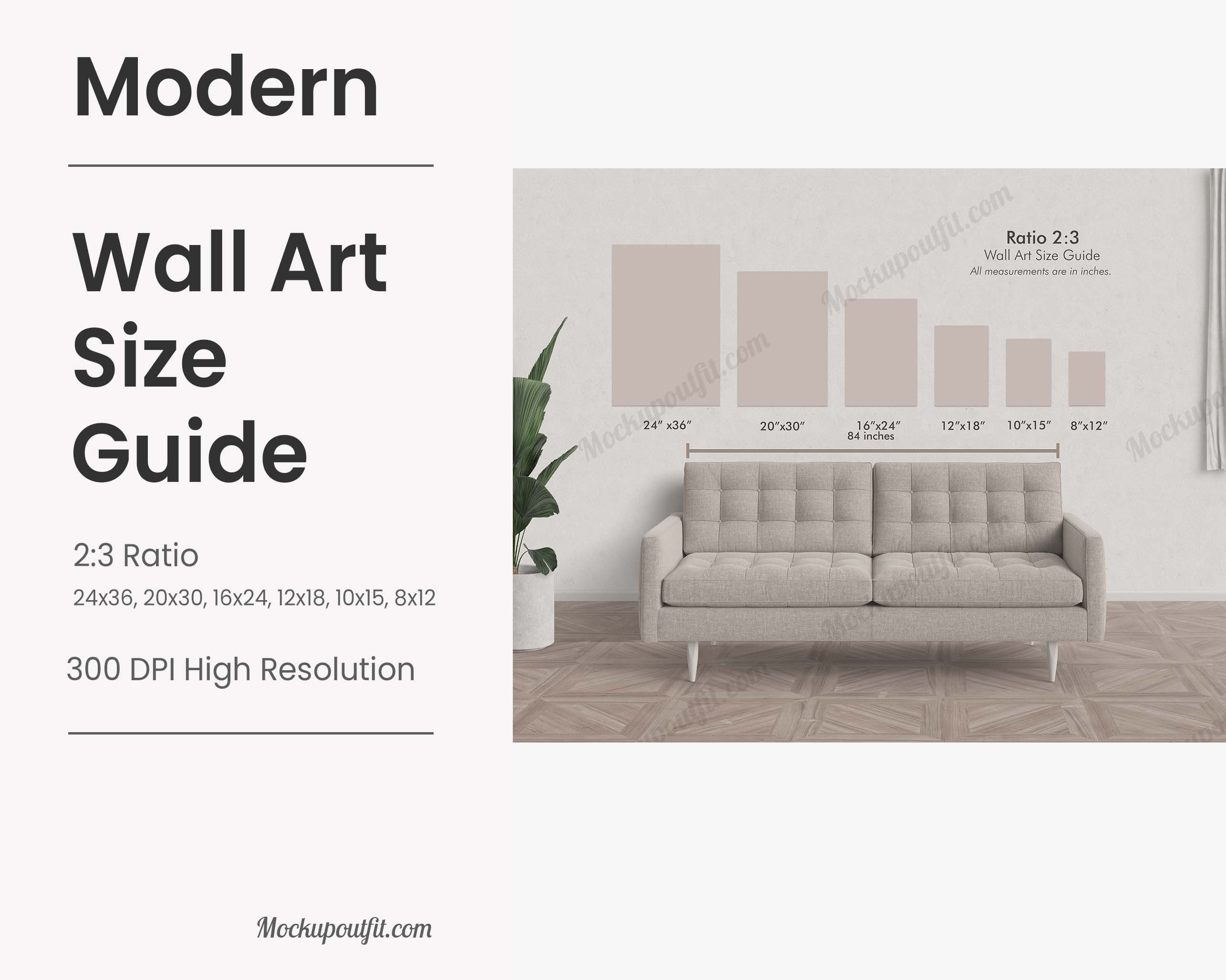 RATIO 23 Wall Art Size Guide, Wall Art Mockup, Wall Art Guide, Wall